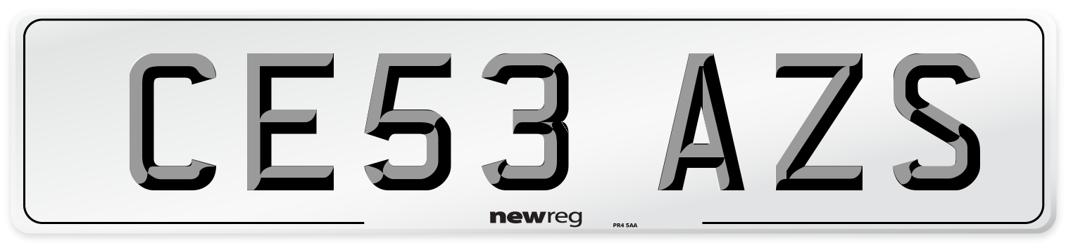 CE53 AZS Number Plate from New Reg